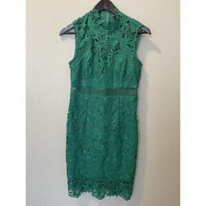 Bardot Eleni Lace Dress in Greenlake Size 6 Kelly Green Zip
